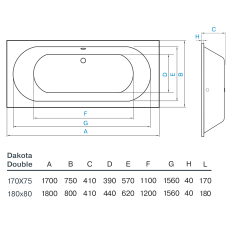 Ванна Dakota Double 170х75