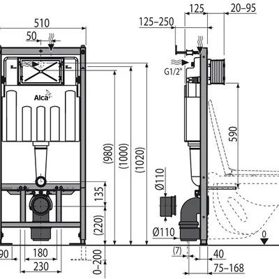Інсталяція AlcaPlast 4в1 AM101/1120 з білою круглою кнопкою M670 + підвісний унітаз ORION