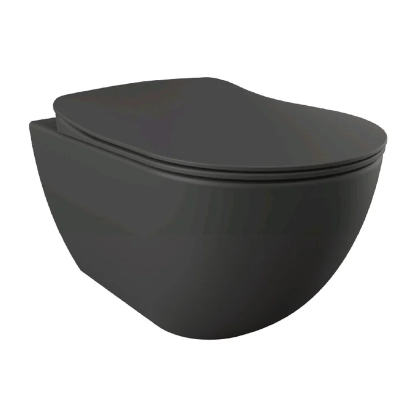 FREE Унітаз підвісний, кришка з сидінням Duroplast, з механізмом soft-close, антрацит матовий