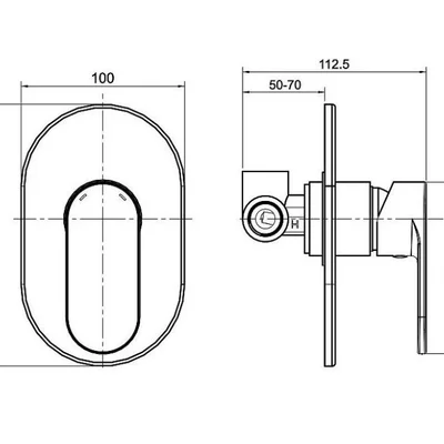 Round Arc змішувач для душу прихованного монтажу