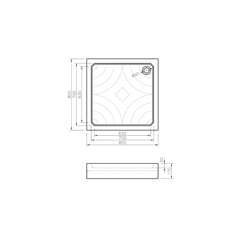 Піддон Grace акриловий 80x80, квадратний Піддон Grace акриловий 80x80, квадратний