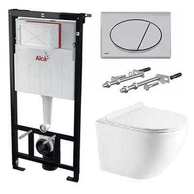 Інсталяція Alca Plast AM101/1120 + панель змиву M71 + підвісний унітаз ROUND